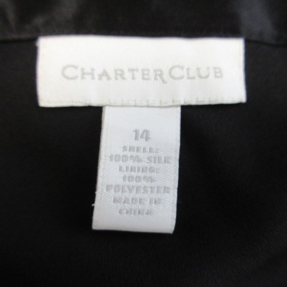 Charter Club Black 100% Silk Midi Skirt 14 Black Lined Flowy Minimalist 182 - Picture 6 of 8